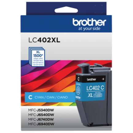 TINTA BROTHER LC402XL SÚPER ALTO RENDIMIENTO 1500 PÁGINAS CIAN