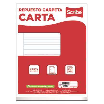 Paquete de Hojas Scribe Tamaño Carta 100 Hojas 03400 - SCRIBE