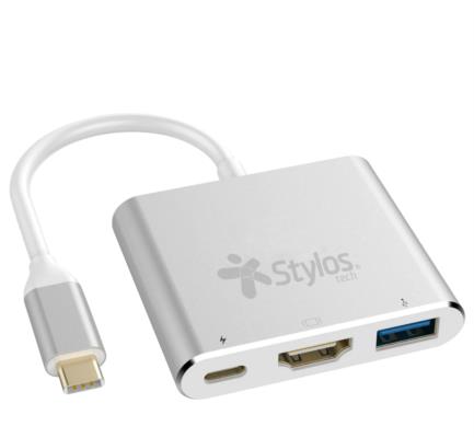 Hub Stylos HB001 3 en 1 HDMI/USB-C