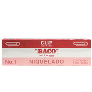 Clip Baco Niquelado 1 Paquete c/10 c/u - CL006