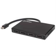 Hub Manhattan Video Splitter Mini DisplayPort a 4 DisplayPort Color Negro - 207744