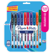 Bolígrafo Papermate Gel Económico Colores Surtidos Blister C/10 Pzas - PAPER MATE