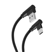 Cable Steren USB a USB-C Conectores a 90 grados 1.2m Color Negro - STEREN