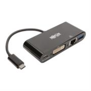Adaptador Multipuerto Tripp Lite USB-C/Dvi/USB-A/GbE Carga PD Color Negro - U444-06N-DGUB-C
